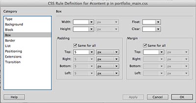 CSS Rule Define p Box
