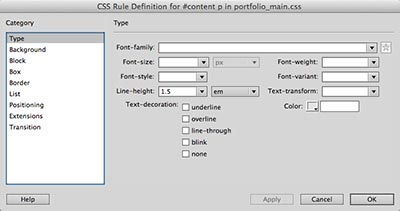 CSS Rule Define p Type